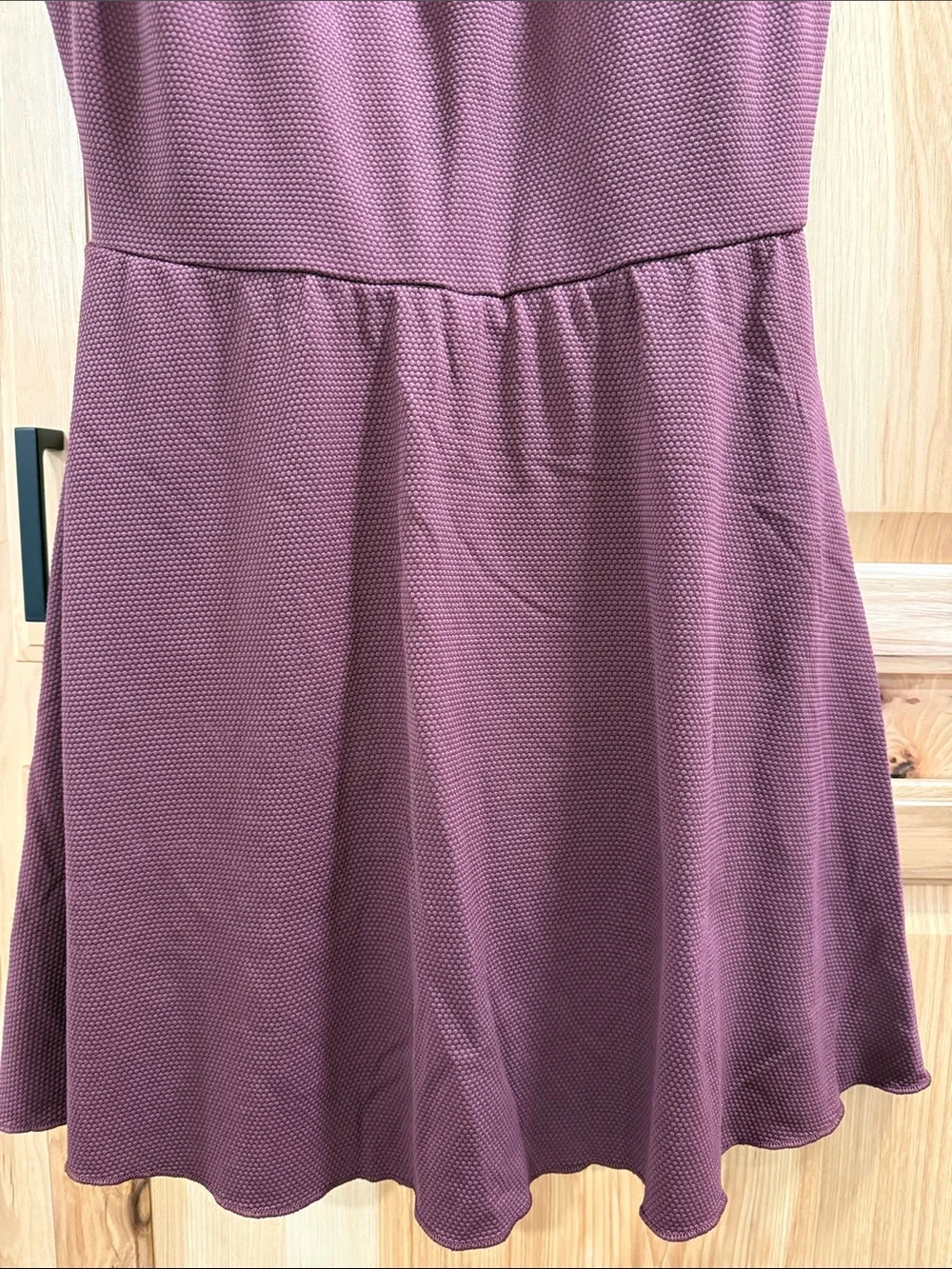 SPANX Pique’ Size L Textured V-Neck Mini Swim Bathing Suit Dress in Burgundy